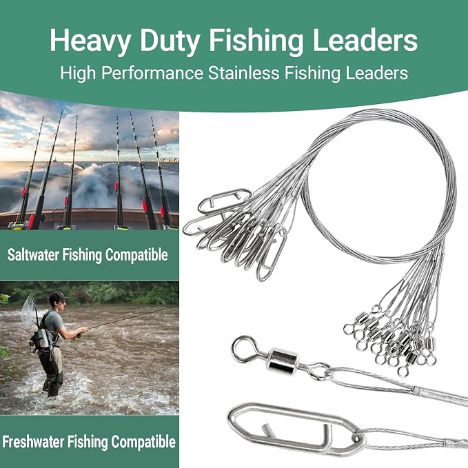 Caña de Pesca con Lider de Acero Inoxidable AMYSPORTS miniatura 7