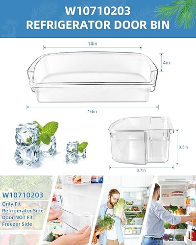Miniatura 3 de AMI PARTS - Paquete de 2 contenedores WPW10710203 para puerta de refrigerador compatible con bañera de hidromasaje de repuesto W10710203 W10451871