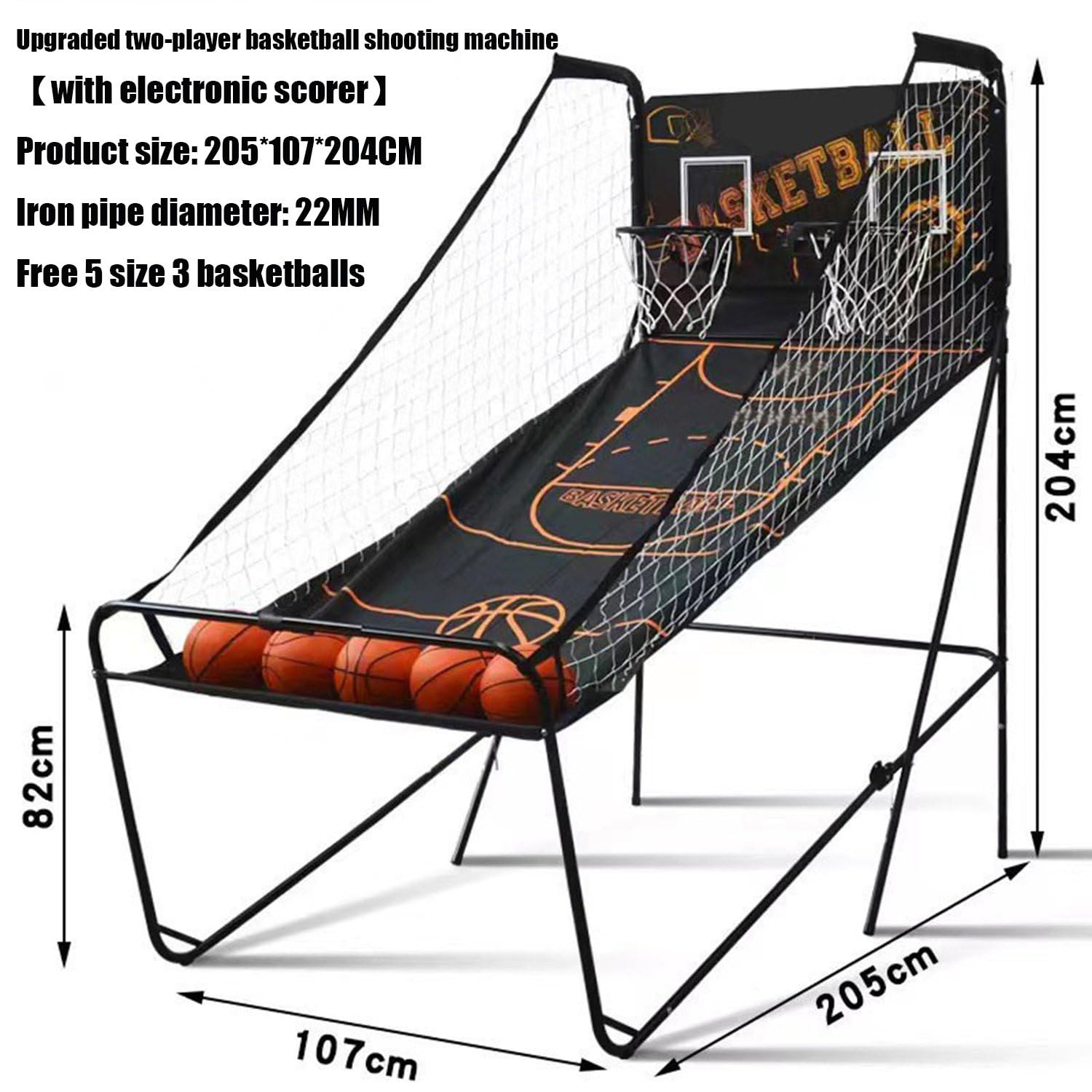 Para Todos Los Entusiastas De Los Deportes Máquina De Tiro De Baloncesto Doble, Juego De Arcade De Baloncesto Plegable, Máquina De Tiro Con Puntuación Electrónica, Con 5 Balones De Baloncesto A