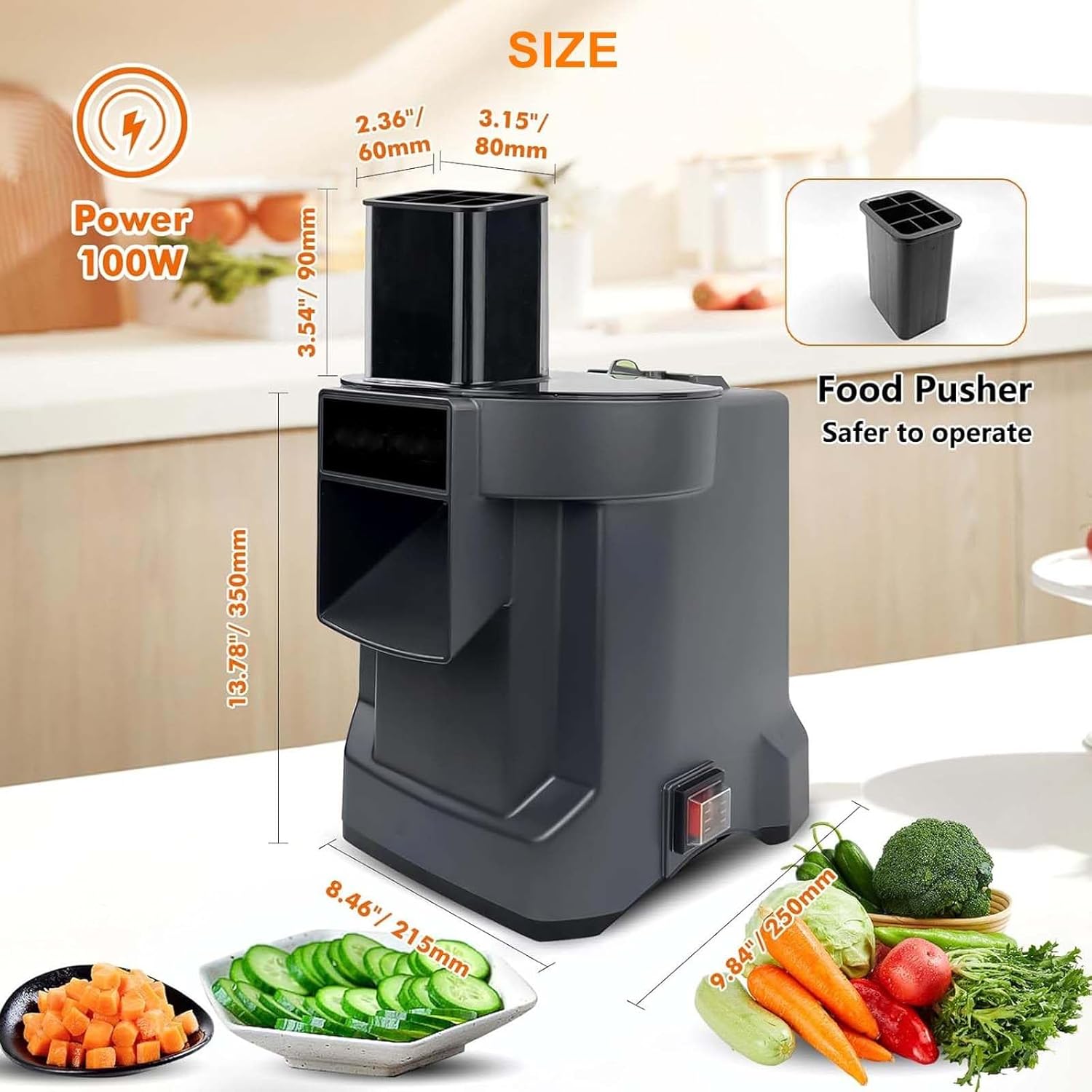 Electric Vegetable Dicer Slicer,Commercial Food Processor,Dicing Shredding Slicing Strip Cutter, Veggie Fruits Chopper,w/3 Stainless Steel Blades,for Carrot Potato