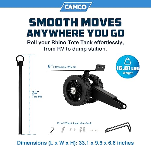 Miniatura 61 de Camco Rhino RV Tote Tank - Kit de accesorios para tanque portátil, incluye accesorios de tanque Rhino, incluye adaptador de remolque de acero