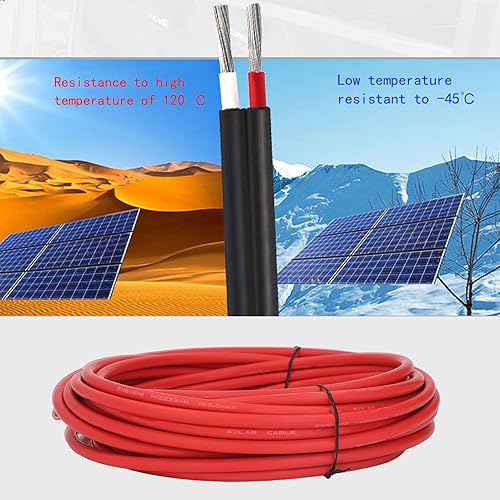 Miniatura 6 de Cable de panel solar, 6 cables fotovoltaicos cuadrados de cable fotovoltaico solar de doble capa de aislamiento de cobre estañado, piezas y