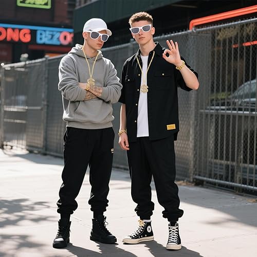 Miniatura 4 de Kit de disfraz de hip hop para hombres y mujeres, accesorios de los años 80 y 90, incluye anillo de signo de dólar sintético y cadena