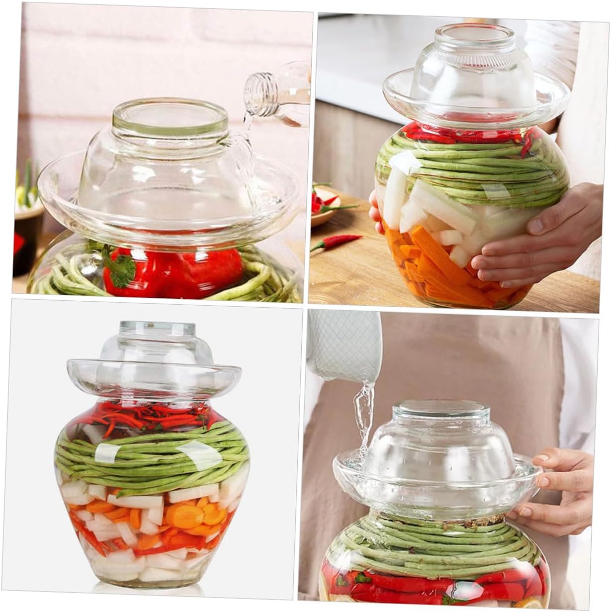 Pickle Jar Glass Lid Heavy Duty Sealing Cover for Food Storage Capacity for Pickling and Fermentation Easy to Clean and Reusable