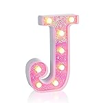 Foaky Pink Light up LettersPink Party Decorations,Girls Room Decor,Glitter Light Up Letters,Alphabet Letter Sign for Night Light Birthday Party Girls Gifts, Home Bar DecorationJ