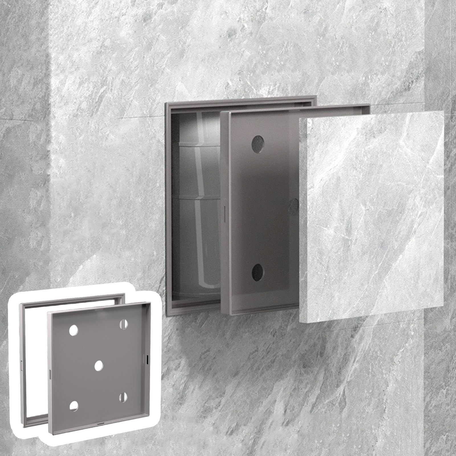 PVC Small Access Panel Tile-Embeddable Snap-On Plumbing Wiring Wall Hole Cover Plate Flush Mount Inspection Hatch(Chrome,12x12cm)