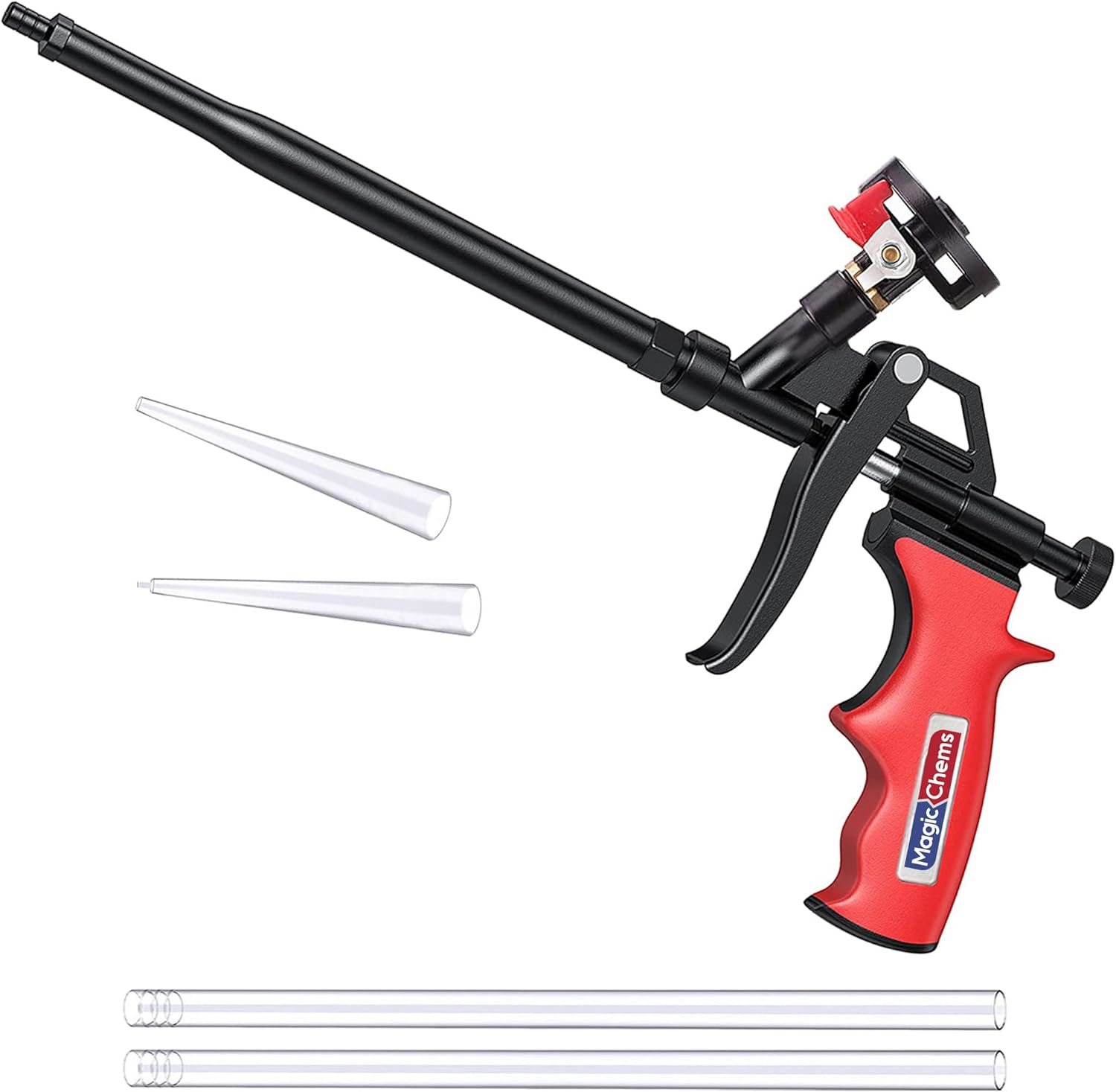 Spray Foam Gun Insulation (2 Insulation Foam Gun / 8 Nozzle) Insulating Applicator, Professional Expanding Foams Guns, for Dispensing, Caulking, Filling, Sealing, Red - 2 Pack
