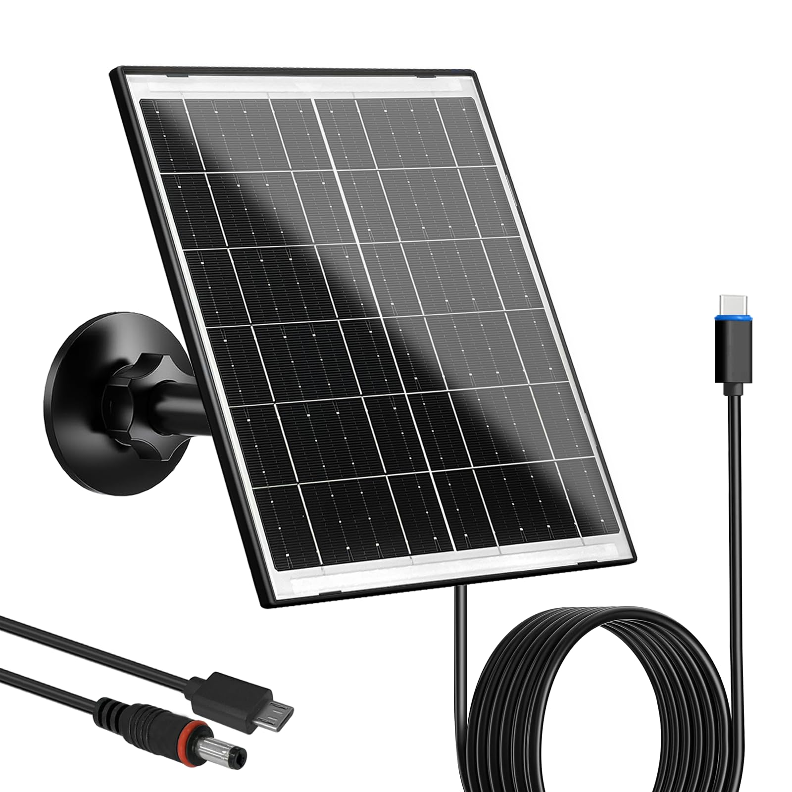 Zivif Solar Panel for Security Camera, 10W Solar Charger Compatible with Battery-Powered Camera, USB-C, Micro USB & DC 5.5x2.1mm Port, 360° Adjustable Mount, 7.2ft Cable-image-19