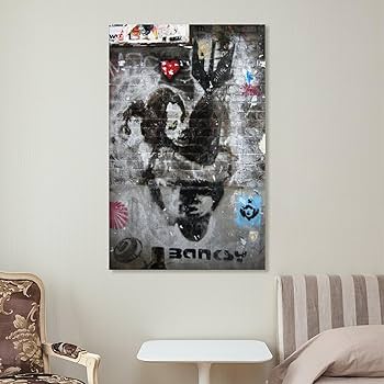 Amazon.co.jp: Banksyバンクシー有名な絵画（少女と爆弾）絵画