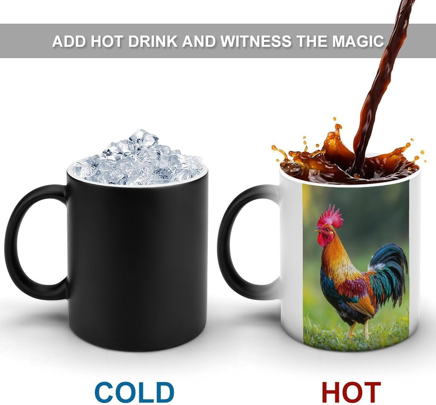 Rooster Colorful Funny Color Changing Coffee Mug Ceramic Magic Cup Personalized Discoloration Tea Mugs