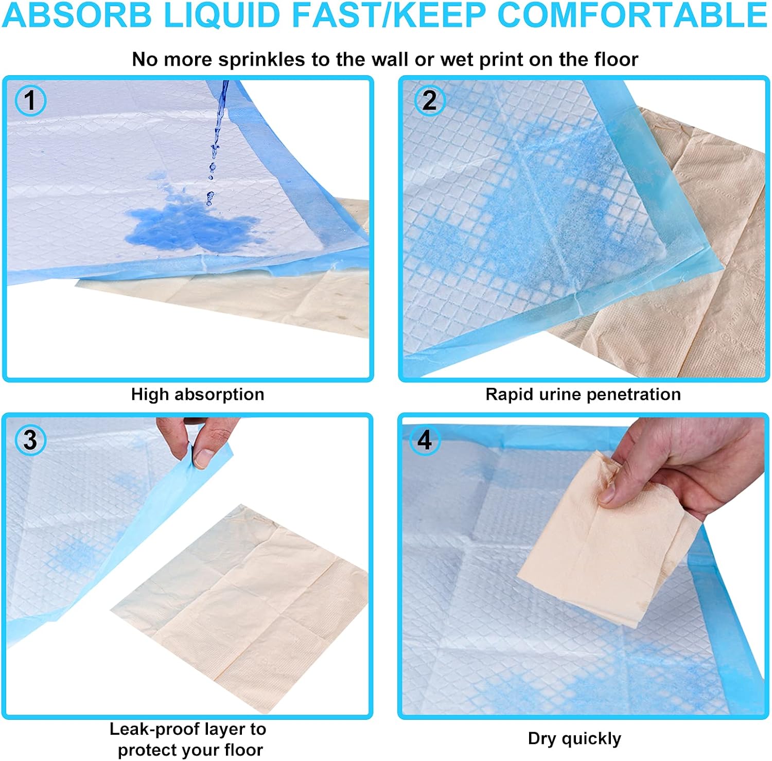 KITTYWOO Dog Training Pads, Puppy Potty Training Pee Pads, High Absorbency and Leak-Proof 5 Layer Training Pads with Quick-Dry Surface Suitable for Puppy, Bunny and Kitten M:23.5"*35.5"