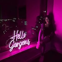Vista 7 de Kavaas Letreros de Neón Hello Gorgeous para Decoración de Pared, Letrero de Luz de Neón Hello Gorgeous con Interruptor Regulable - Letrero Hello