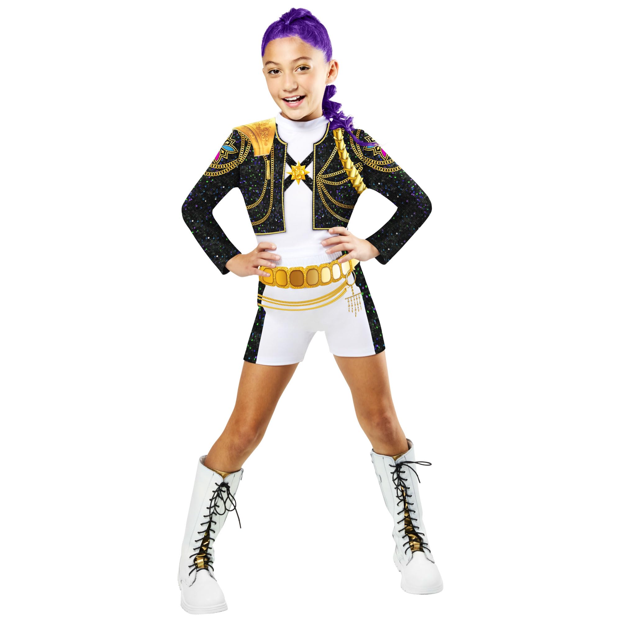 slim fit dress slacks Kpop Demon Hunters Rumi Cosplay Cstume Golden Black Dance Outfit Becos –  Becostume main image 1