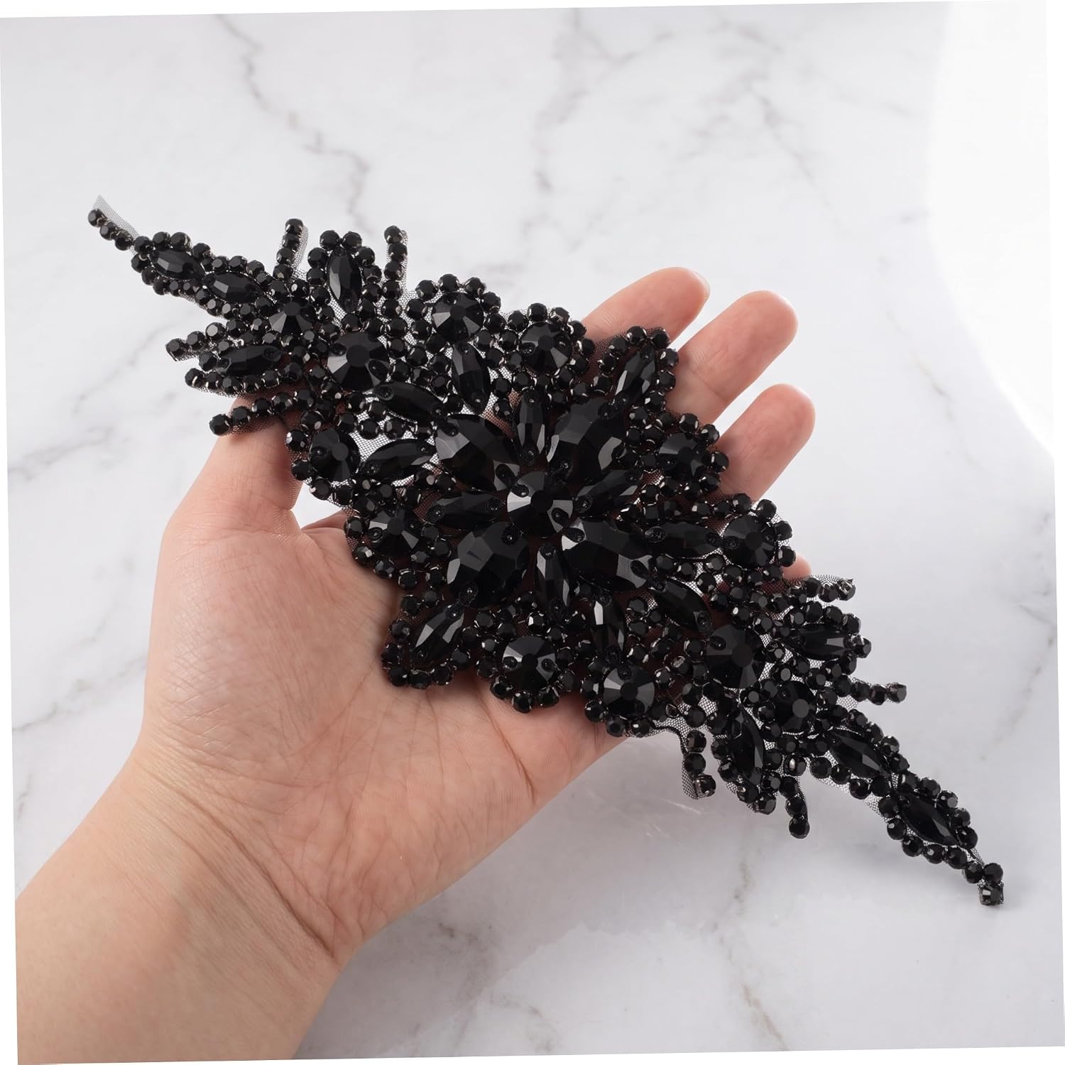 2pcs Floral Rhinestone Flower Applique for Wedding Dress Belt