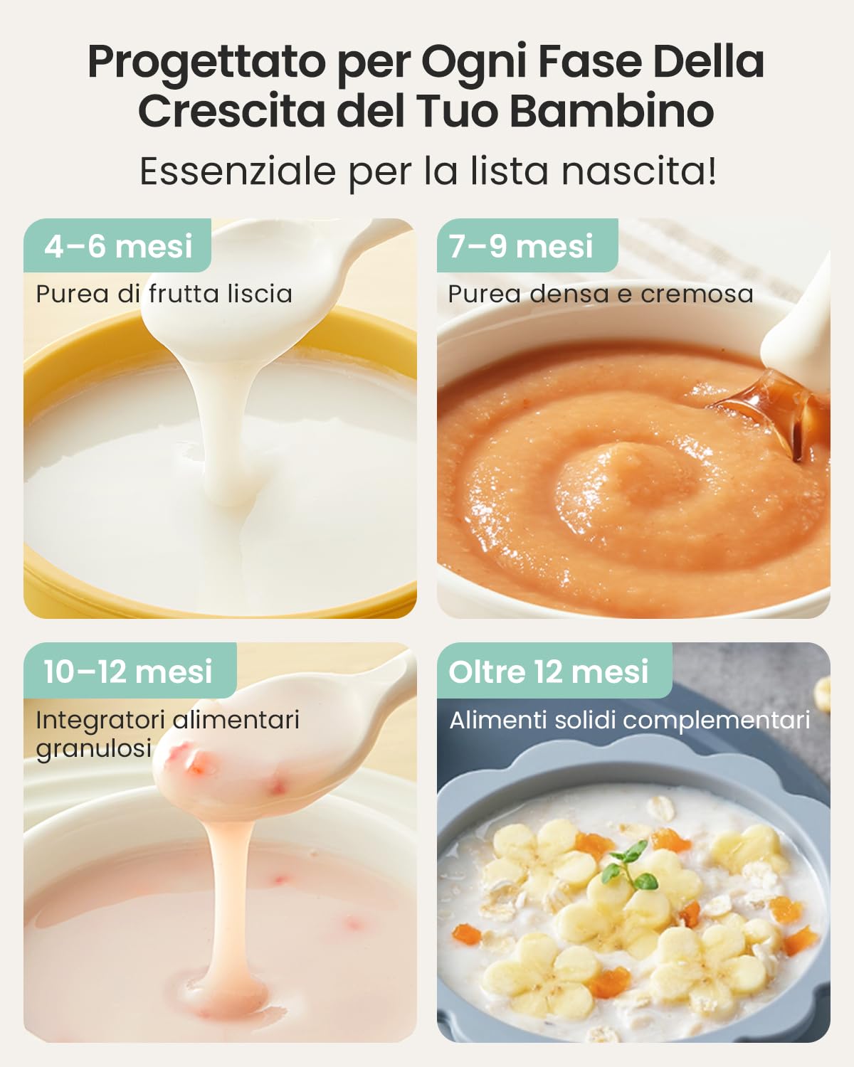 GROWNSY Cuocipappa Mixer Multifunzione per Neonati – Cuocivapore, Frullatore e Sterilizzatore in un Unico Apparecchio, Robot Cucina Multifunzione per Alimenti Aani Fatti in Casa per Bambini