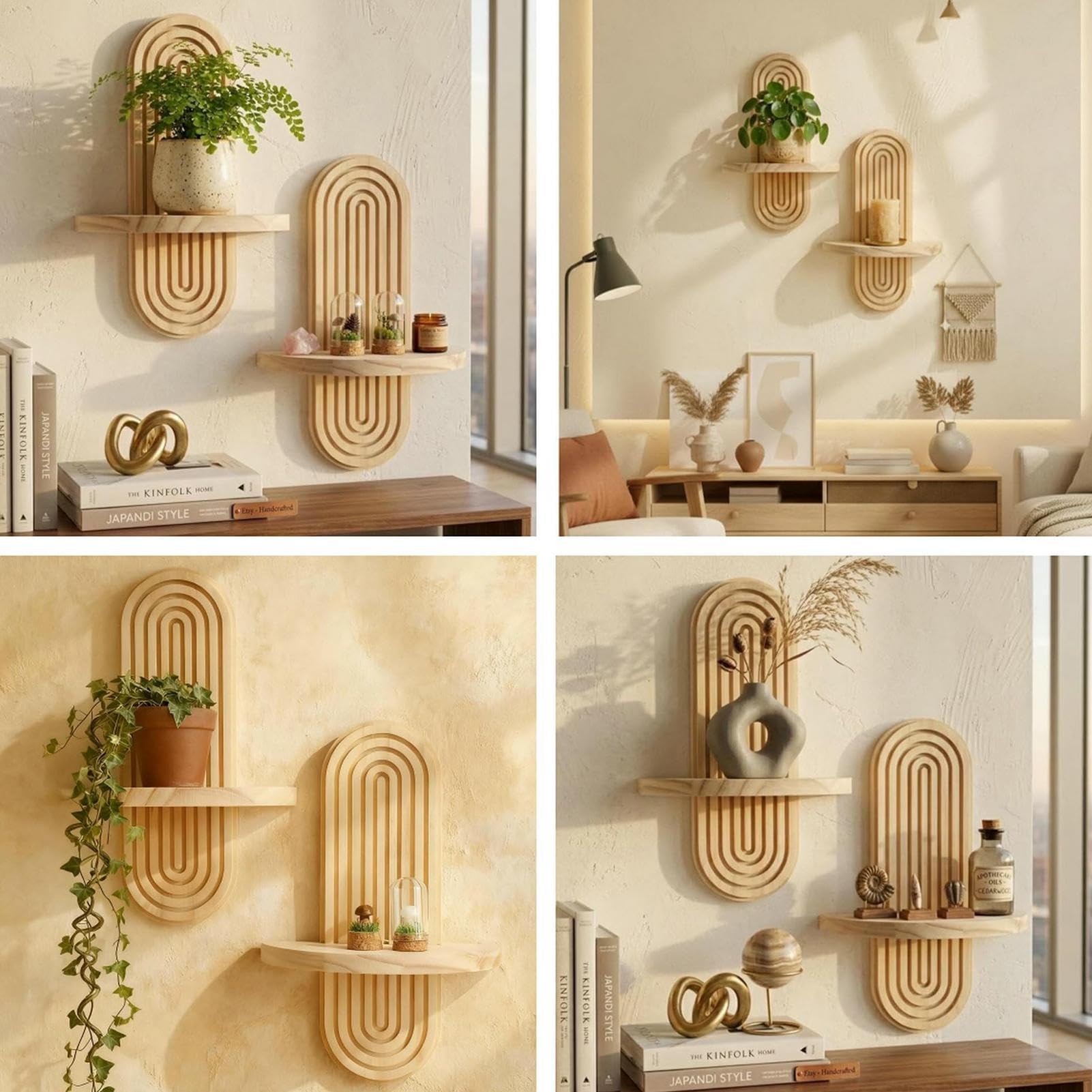 Boho Półki Ścienne Rustykalna Łukowata Dekoracja Zestaw 2 Sztuki Z Litego