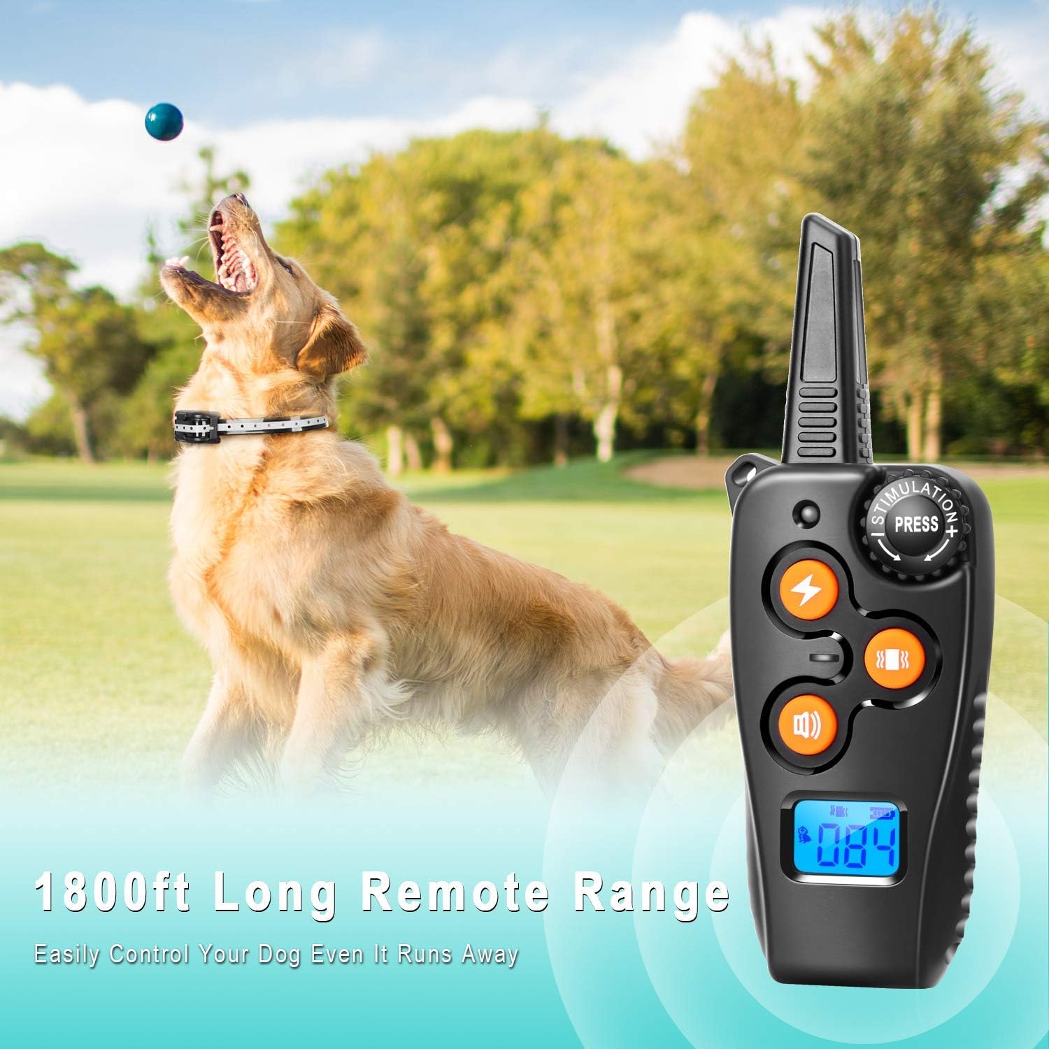 Zapuno Shock Collar for Dogs,1800ft IP68 Waterproof Shock Collar with Remote Dog Training Collar with Beep/Vibration/Shock Collar for Small Medium Large Dogs