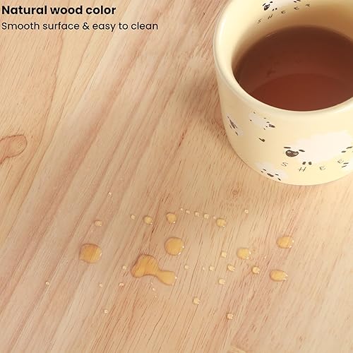 Miniatura 9 de LUCKNOCK - Mesa auxiliar de madera maciza, mesa auxiliar de 2 niveles con estante de almacenamiento, mesita de noche estrecha para espacios