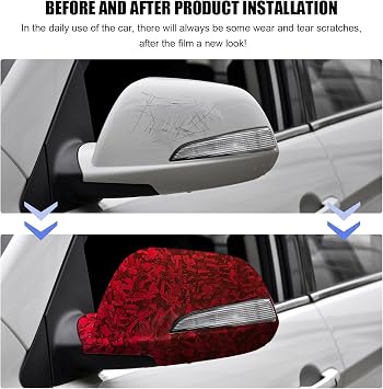 Forged Carbon Fiber Vinyl Roll, 1ft x 3.3ft Car Vinyl Wrap Air Release Decal Adhesive Film Sheet, Bubble Free DIY Decal Wrapping for Car Motorcycle Protection (Red)
