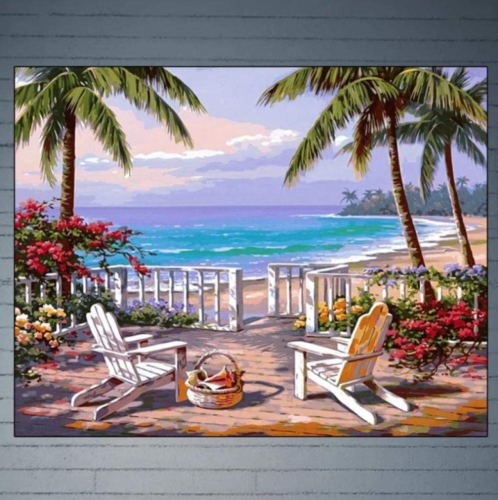 Peinture par numéro plage toile de peinture à l'huile DIY 40x50cm