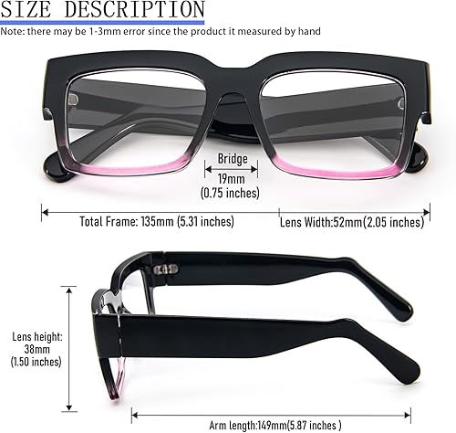 Miniatura 4 de DXYXYO Paquete de 3 lectores cuadrados de marco grueso para mujeres y hombres, lentes de lectura de gran tamaño, estilo Oprah