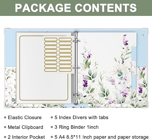 Miniatura 3 de Rouidr Carpeta de 3 anillos con portapapeles, organizador de carpetas de 1 pulgada, carpetas tamaño carta de 8.5 x 11 pulgadas con pestañas