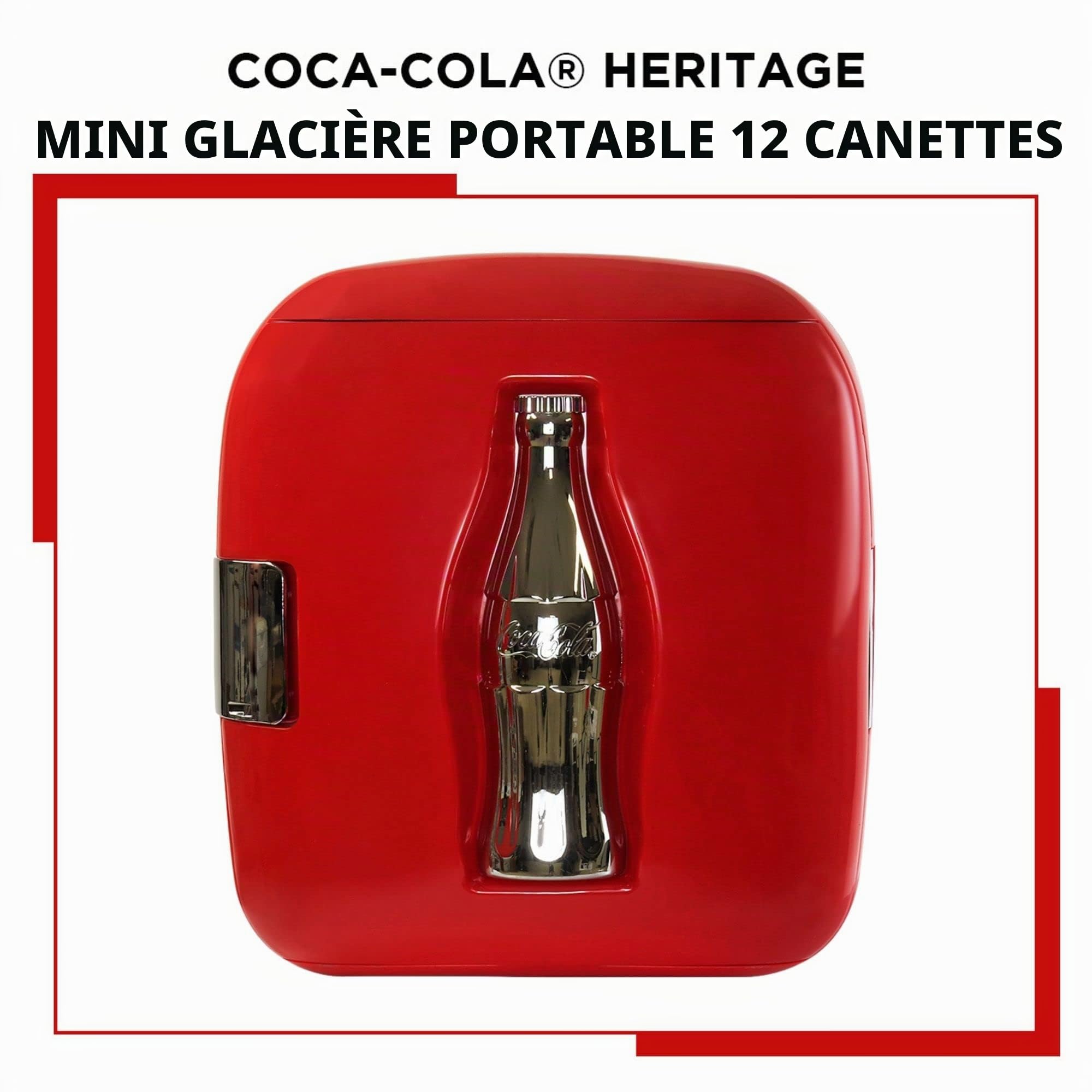 Coca Cola Mini Frigo de Chambre 7,9 L 12 Canettes Glacière dessus de table Portable Réfrigérateurs pour Boissons Nourriture Cosmetique Beauté Bureau Dortoir Voiture Voyager Camping, Rouge