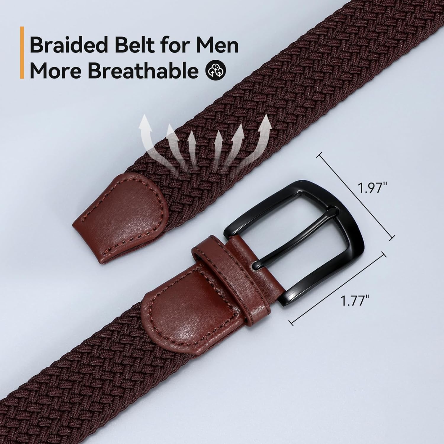SUOSDEY Men Stretch Braided Belt, Elastic Belt for Jeans Pants Casual Golf Belt 1 3/8" - Image 3