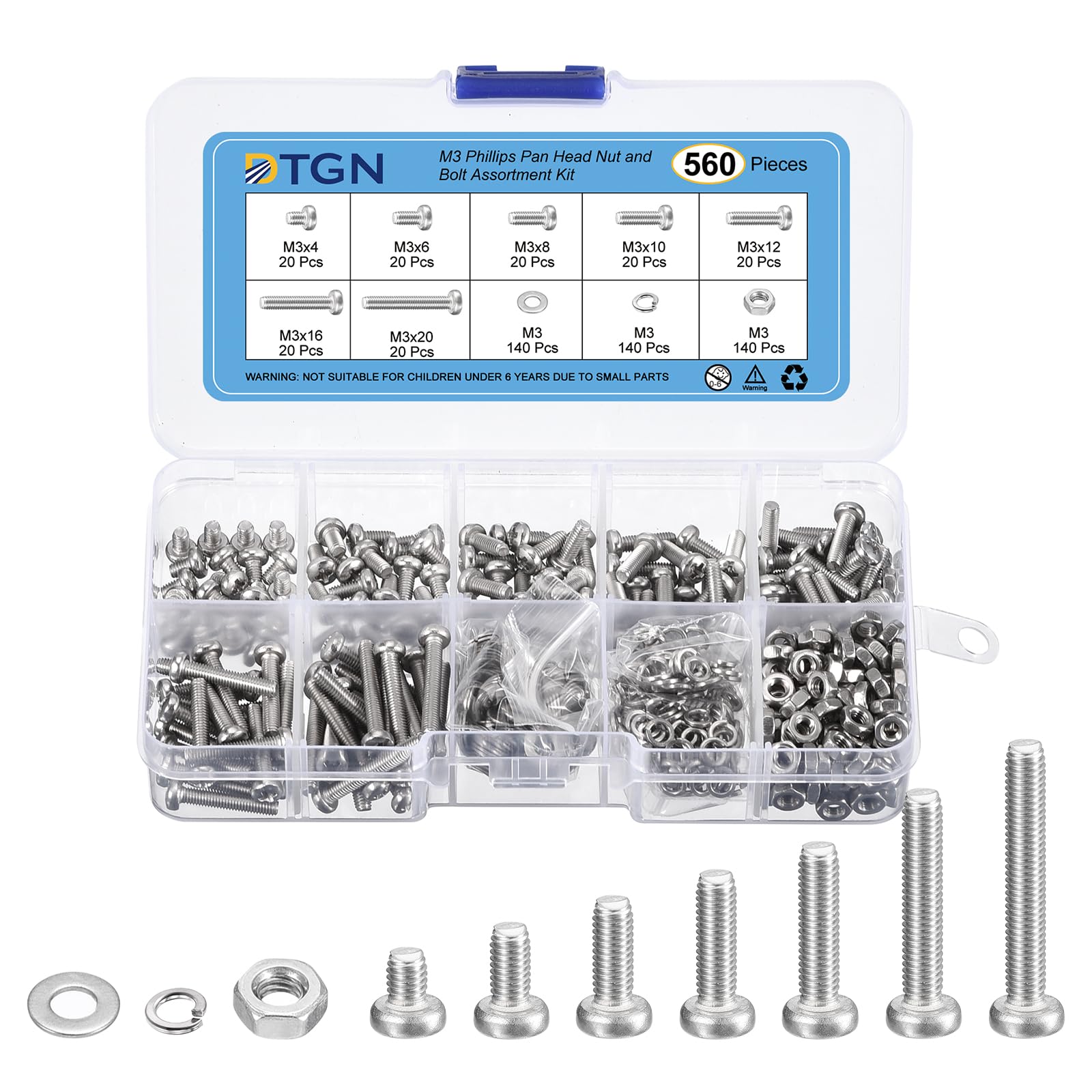 DTGN 560Pcs Machine Screws Assortment Kit