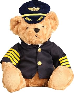 First Pilot Plush Bear Toy, Cute, Fluffy, Fluffy, Co-sleeping, Popular, Comfortable, Graduation, Gift, Soothing Lover, Birthday, Surprise, Relax, Interior, Home, Sofa, Teddy Bear