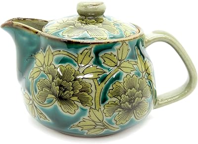 九谷焼 陶器 急須 ポット 黄唐草牡丹（茶こし付き）