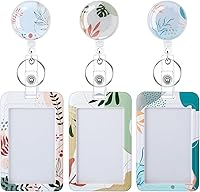 Vista 14 de Juego de 3 portatarjetas de alta resistencia con carrete retráctil, soporte retráctil de mármol para tarjetas de identificación con clip, funda