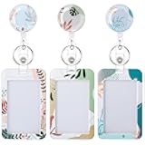 3 Set Boho ID Badge Holder with Retractable Reel, Retractable ID Badge Holders with Clip Name Badge Holders for Teacher Nurse Doctor Student Office Gift for Coworkers