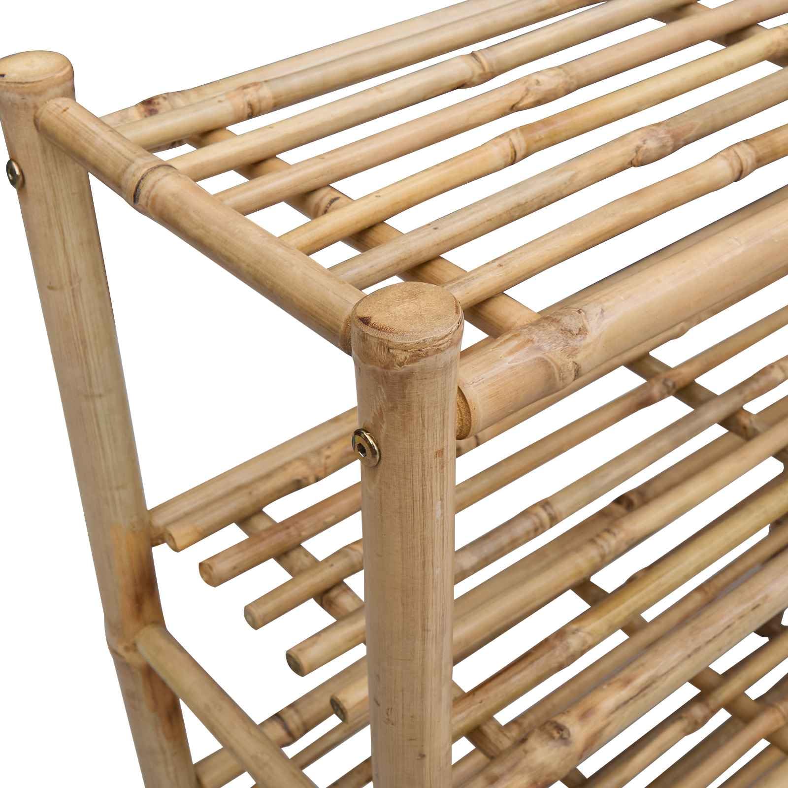 Schuhregal aus Bambus Natur mit 4 Regalen 88 x 27 x 80 cm, platzsparend und leicht, Schuhaufbewahrung für Flur, Diele und Eingang, stabiles Ordnungssystem für Schuhkommode und Schuhständer