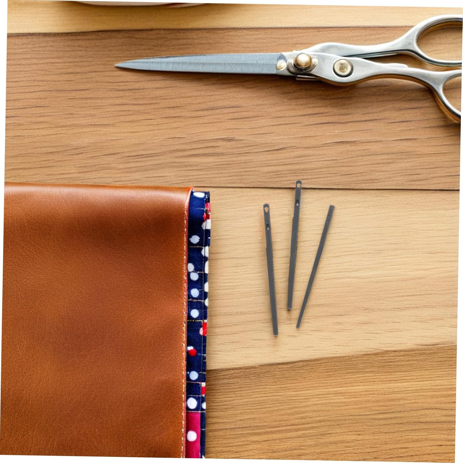 SAFIGLE 3pcs Leather Cord Threading Needles with Single and Double Holes, Metal Hand Stitching Needles for Belt Repair and Shoe Mending, Effortless Threading and Precise Leather Braiding