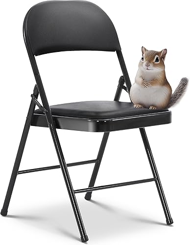 Oline Sillas plegables de vinilo, sillas acolchadas de vinilo con marco de metal duradero, sillas plegables apilables para interiores y exteriores,