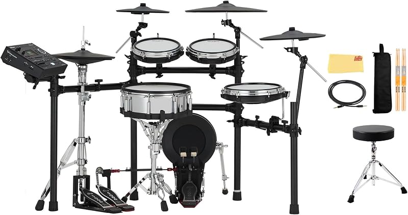 Roland TD516 V-Drums Electronic Drum Kit Bundle with Drum Throne, Audio Cable, Drumsticks, Drumstick Bag, and Austin Bazaar Polishing Cloth