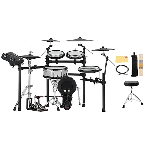 Roland TD516 V-Drums Electronic Drum Kit Bundle with Drum Throne, Audio Cable, Drumsticks, Drumstick Bag, and Austin Bazaar Polishing Cloth