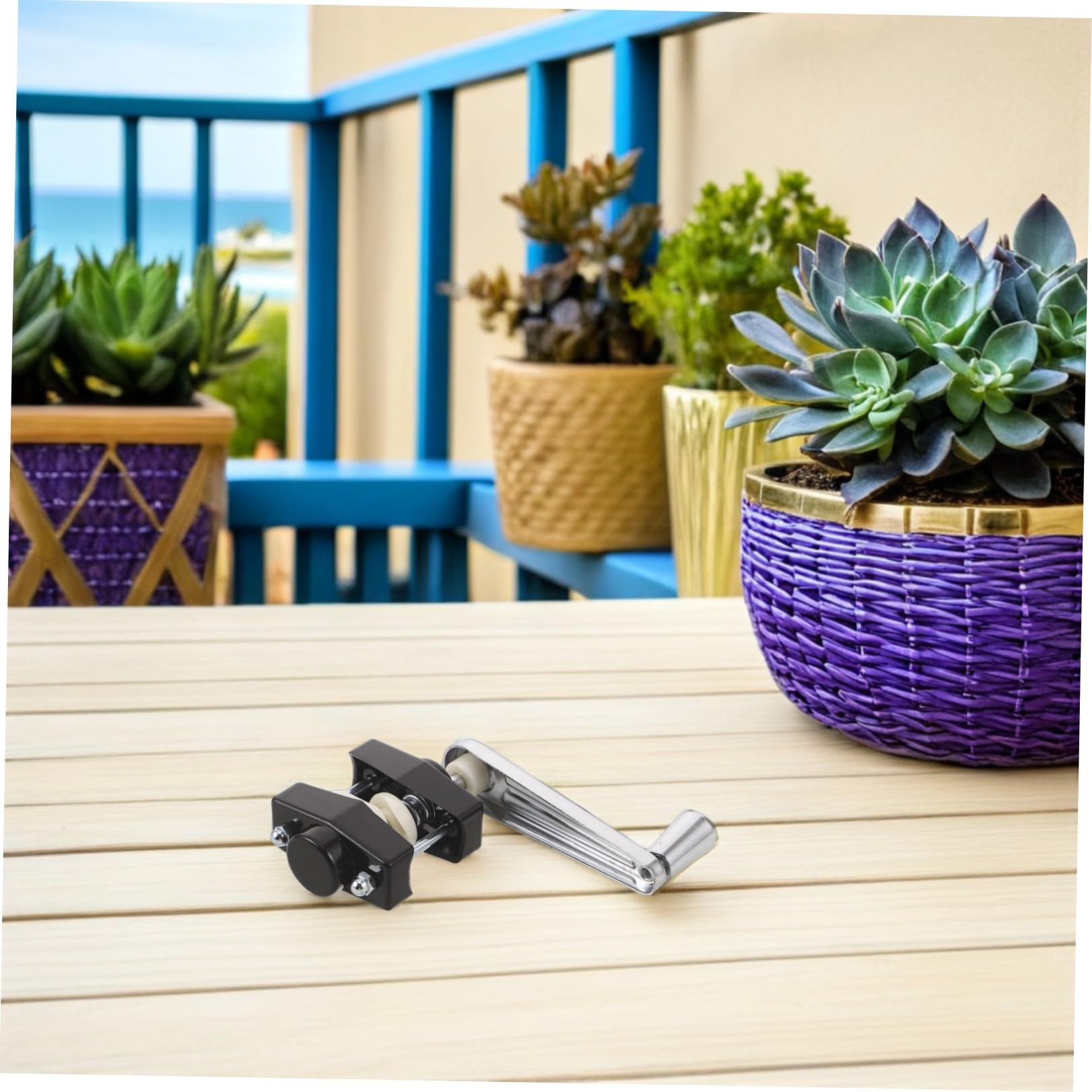 Manovella per Ombrellone da Patio in Plastico e Ferro Funzionamento Semplice e Durata Premium per Balcone e Spiaggia Stile Classico