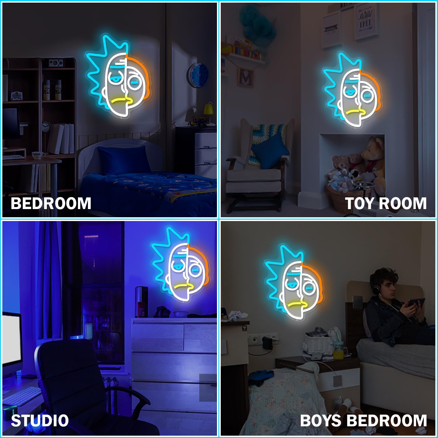 Letrero de neón de anime Rick y Morty, decoración de pared LED regulable, para dormitorio, sala de estar, sala de juegos y oficina en casa