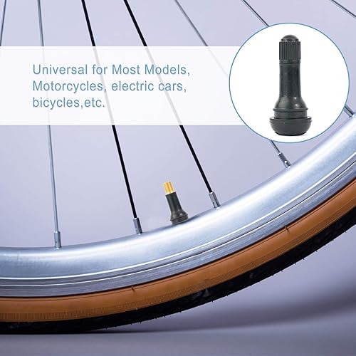 Miniatura 6 de 8 vástagos de válvula de neumático TR413 sin cámara de alta calidad, vástago de válvula de neumático de goma negra, universal para agujeros de