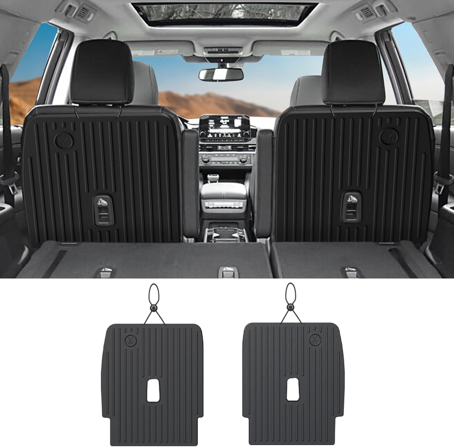 Kick Mats Backrest Mats for 2022-2025 Nissan Pathfinder 7 Seats Captain Chairs Car Mat Accessories, All Weather TPE Interior Protector Seat Back Covers(2nd Row Backrest Mats)