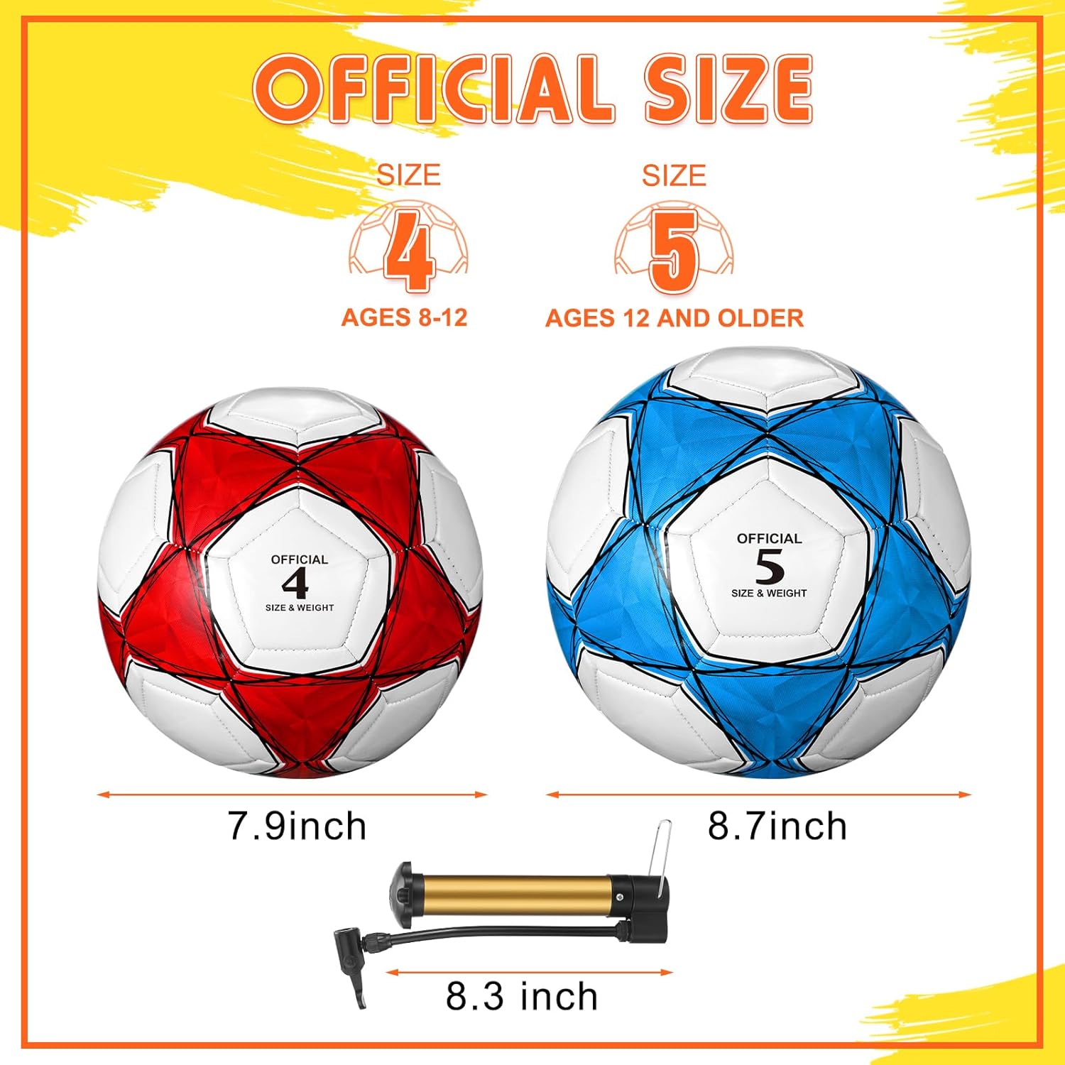 Jenaai 4 Pcs Soccer Ball Bulk with Pump & Bag Deflated Soccer Ball Outside Sport Training for Adult and Teens Football for Game Match Birthday Gift Party - Image 2