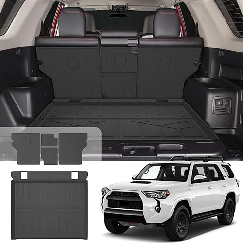 Forro de carga Fit Toyota 4Runner + tapetes para respaldo trasero, tapete de carga antideslizante de TPE + protector de funda de asiento trasero