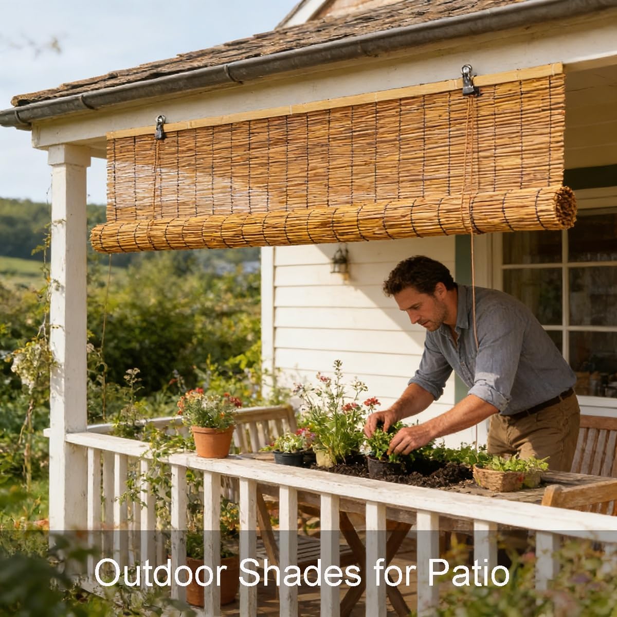 Woven Bamboo Shades Outdoor Patio Sun Shade 84" 82" 34" 26" 38" 44" 72" 64" 60", Privacy Shade Roll up Blinds with Lift, Retro Bamboo Blinds for Interior Windows(Cocoa,82" W x 64" H)