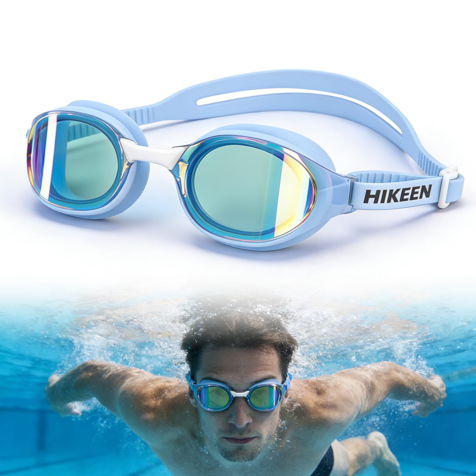 BOOSTEADY Swimming Goggles, Blue Polarised Lenses