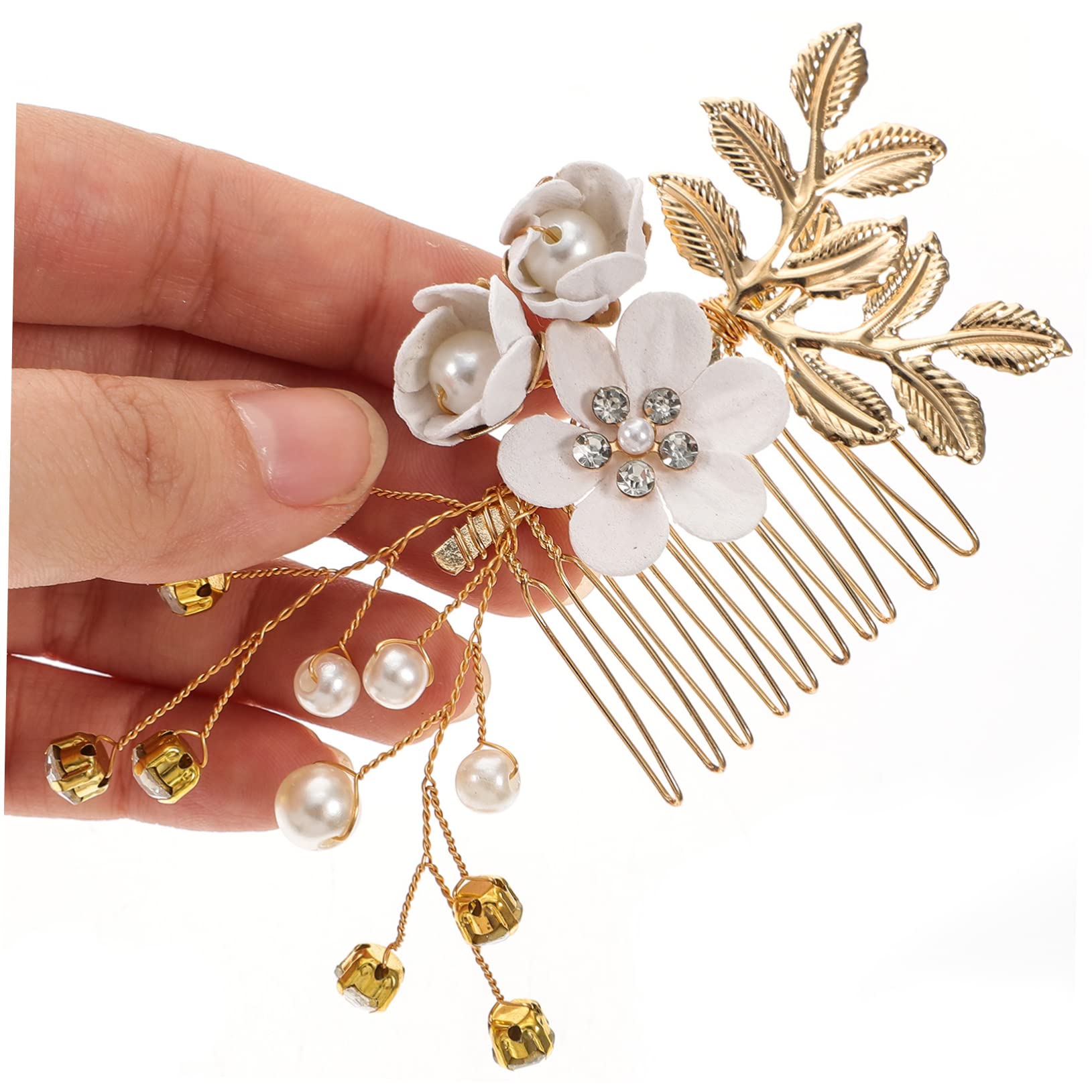LALAFINA 2sätze Perlenblüten-haarspange Und Haarkamm Eleganter Brautkopfschmuck Für Hochzeiten Feste Und Besondere Anlässe Teiliges Mit Goldakzenten Handgefertigt Langlebig Und
