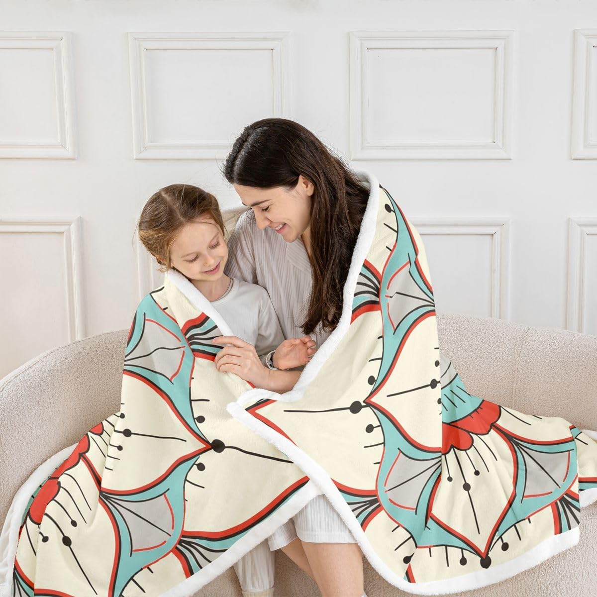 Erosebridal Mandala Pattern Fleece Blanket Baby 30"x40" Colorful Boho Floral Sherpa Blanket Bohemian Mandala Paisley Fuzzy Plush Throw for Kids Boys Girls,Chic Flowers Pattern Decor for Bed Couch
