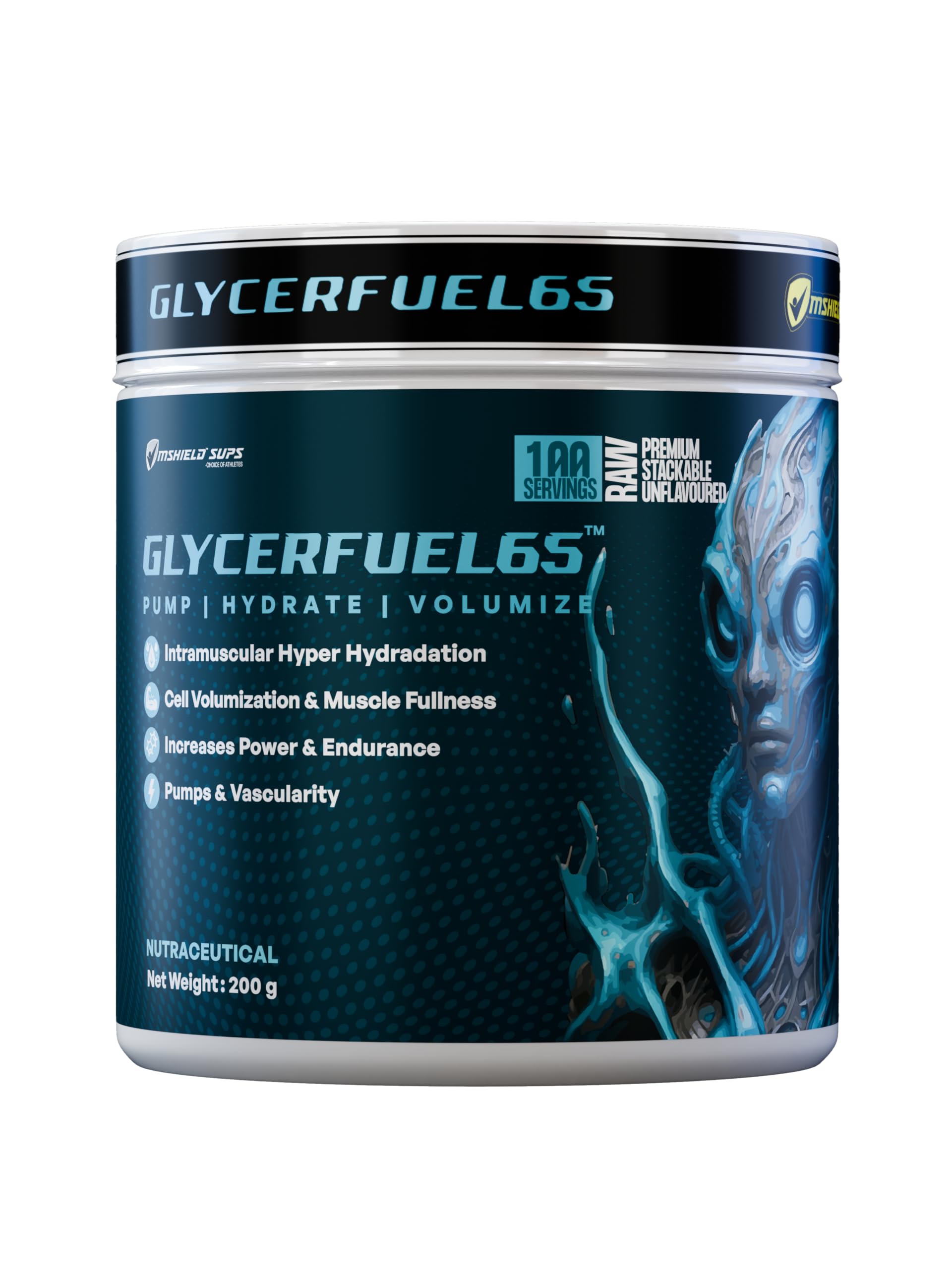 Mshield™ | GlycerFuel-65™ (HYDROPRIME® Std.65% Glycerol) (Unflavoured, 200 g / 0.44 lb, 100 Servings)