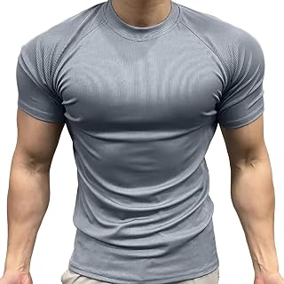 [Manatsulife] Tシャツ メンズ 半袖 ラグランスリーブ ストレッチ 吸汗速乾 薄手 フィット 無地 筋トレDX31 | スポーツ インナー トレーニング ランニング ジム スポーツウェア カジュアル 夏